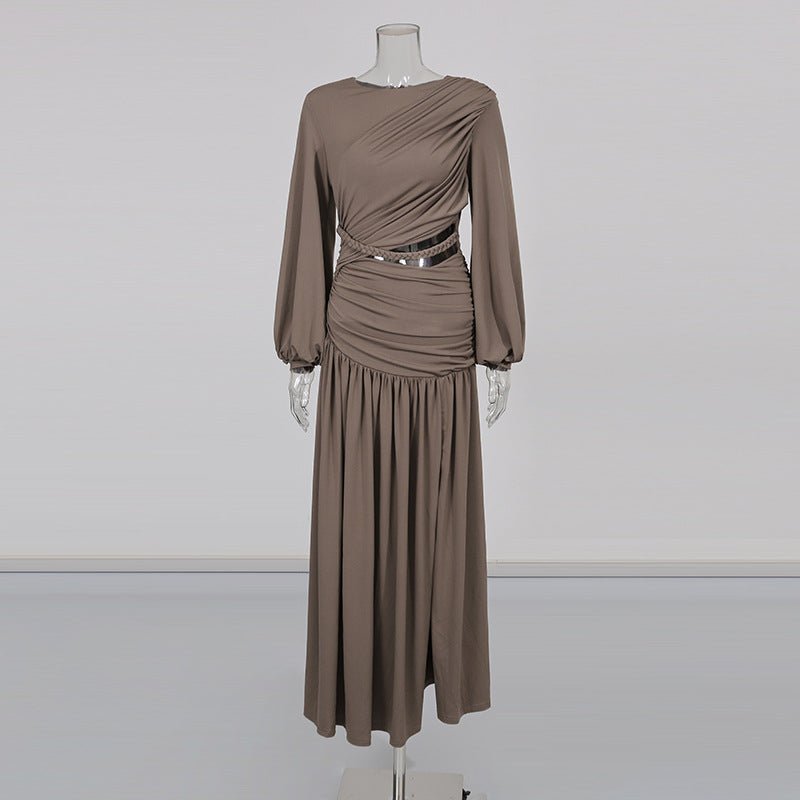 Ruched Dress with Braided Cutout Waist (MS345)
