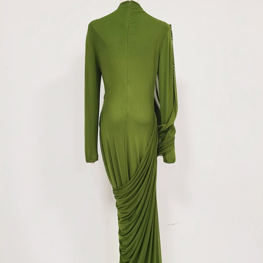 Ruched High Waist Bodycon Maxi Dress(MS355)