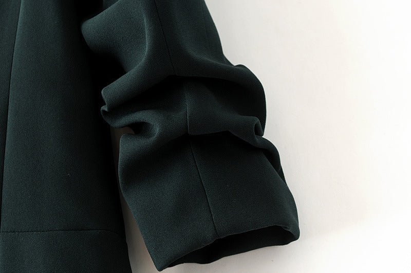 Ruched Sleeve Blazer | Three-Quarter Sleeve Longline Jacket (MS241)