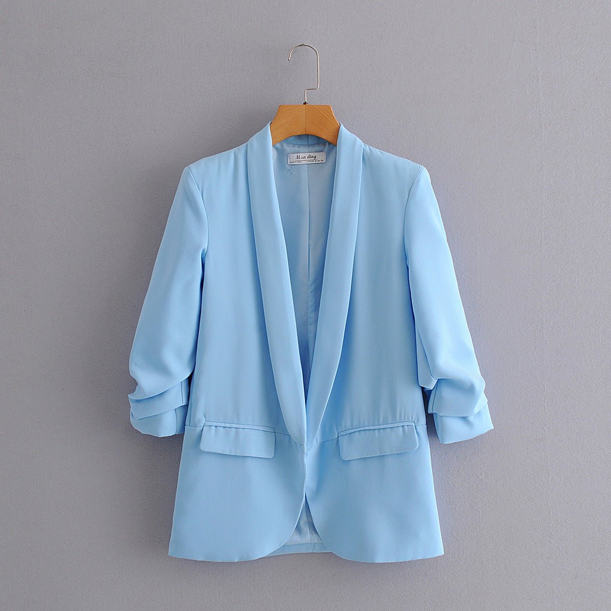 Ruched Sleeve Blazer | Three-Quarter Sleeve Longline Jacket (MS241)
