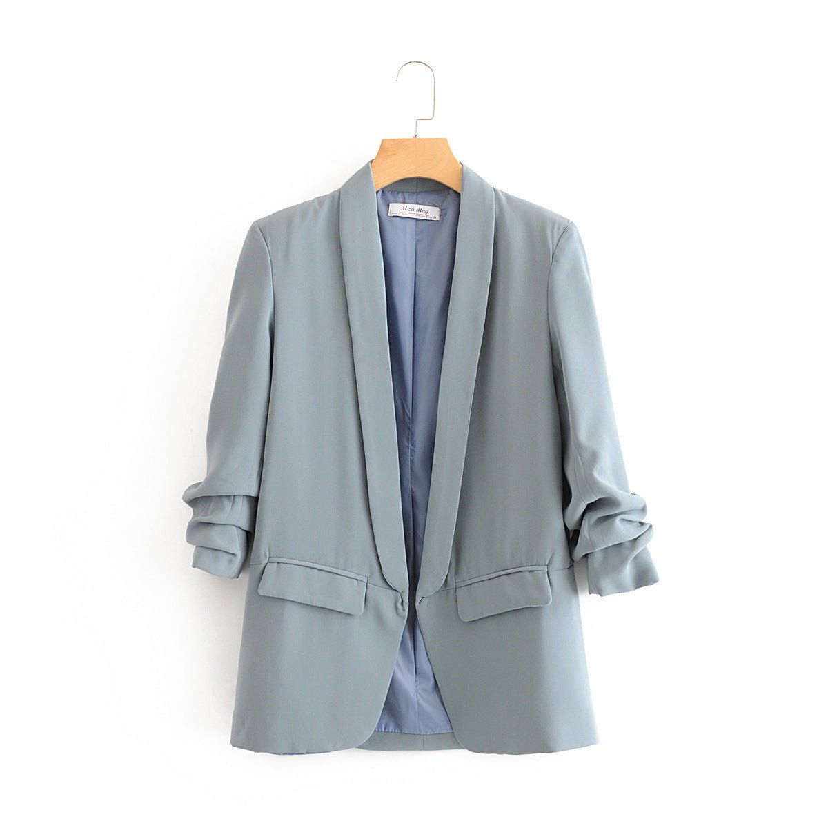 Ruched Sleeve Blazer | Three-Quarter Sleeve Longline Jacket (MS241)