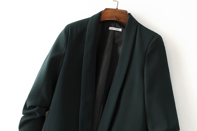 Ruched Sleeve Blazer | Three-Quarter Sleeve Longline Jacket (MS241)
