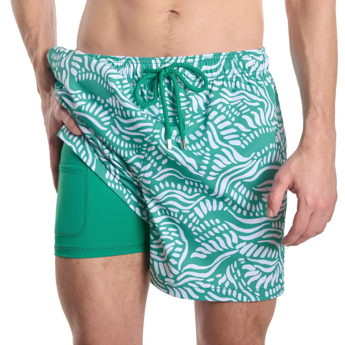 Men’s Premium Compression-Lined Hybrid Shorts – Salt Spray - Palm and Surf