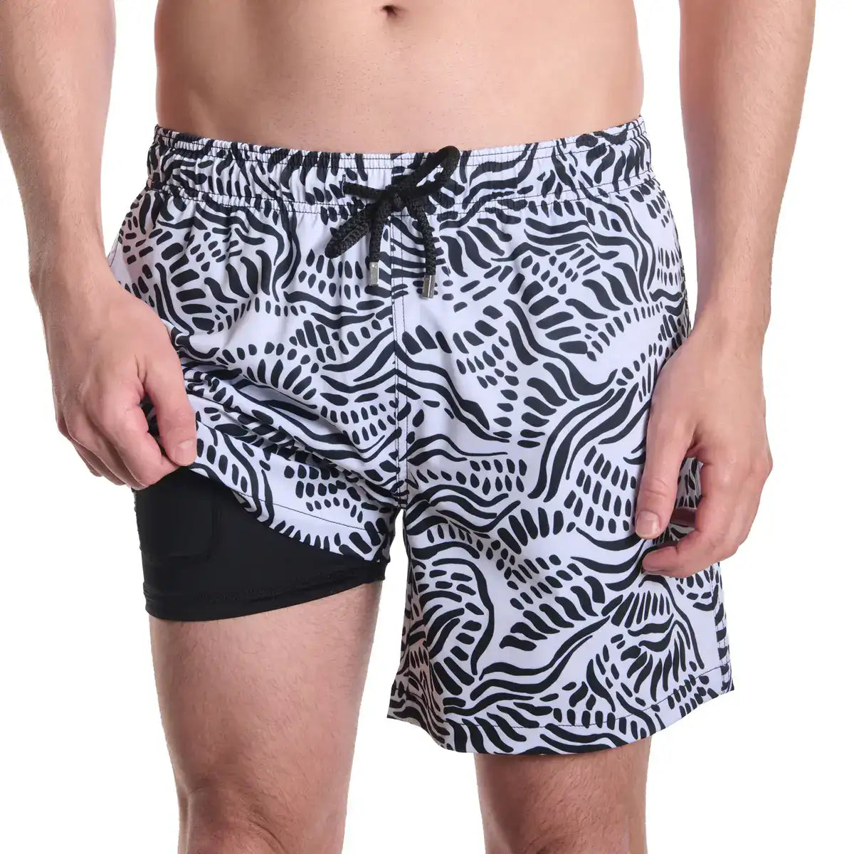 Men’s Premium Compression-Lined Hybrid Shorts – Salt Spray - Surf and Storm