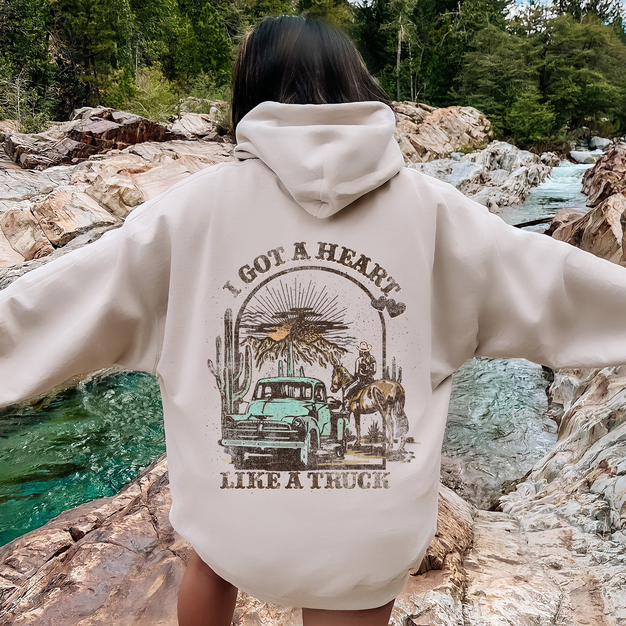 I Got A Heart Like A Truck Western Country Music Valentine Edition Hooded Sweatshirt