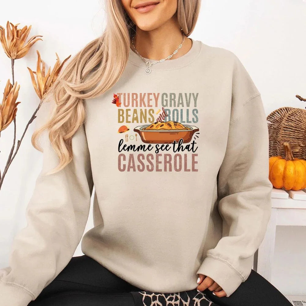 Turkey Gravy Beans & Rolls Sweatshirt – Funny Thanksgiving Casserole Crewneck