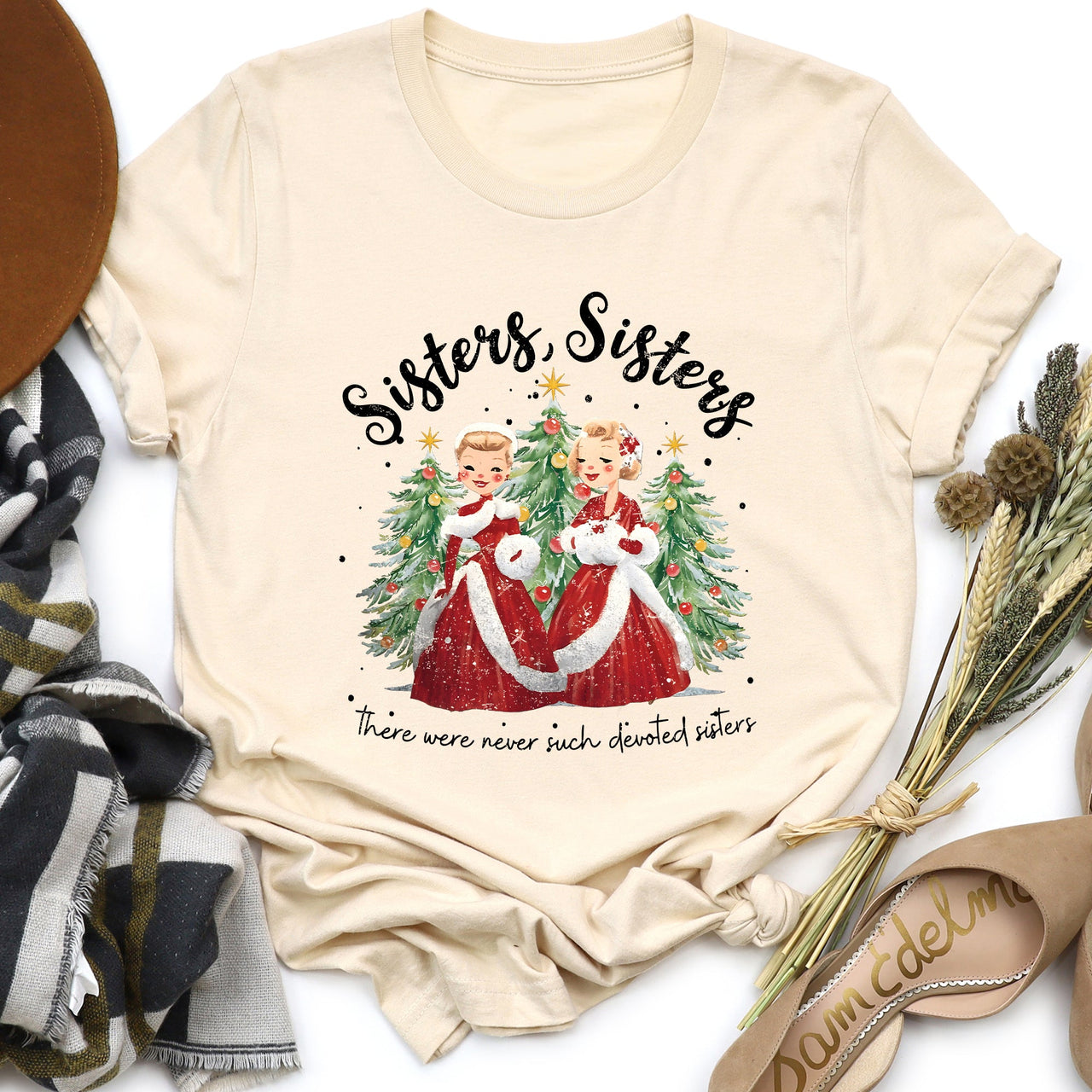 Sisters White Christmas Movie Musical Vintage Theatrical Tribute Inspired By Classic Film Poster Graphic Tee