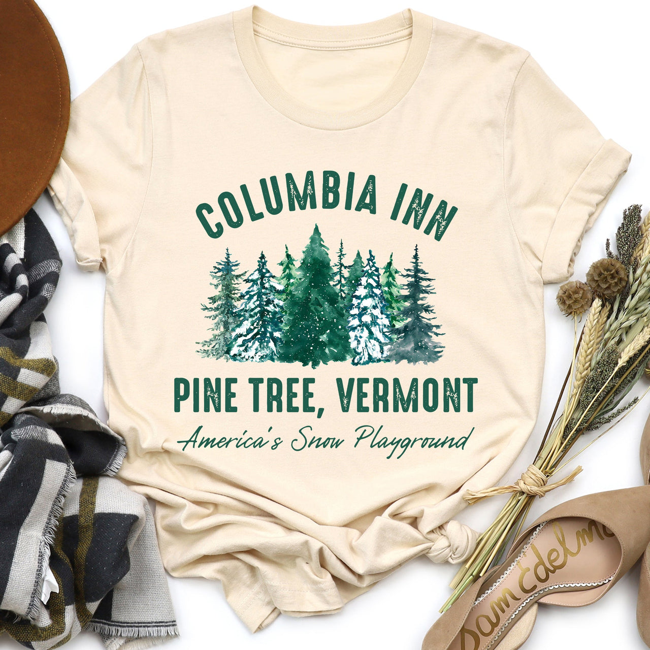 Columbia Inn White Christmas Movie Classic Musical Showtune Nostalgia Holiday Film Graphic Tee