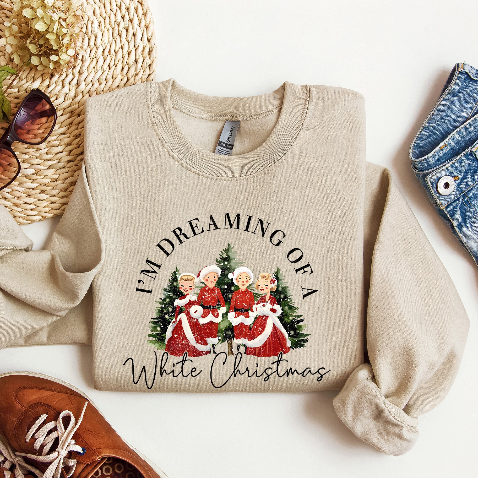 I'm Dreaming Of A White Christmas Retro Movie Classic Holiday Cozy Warm Sweatshirt