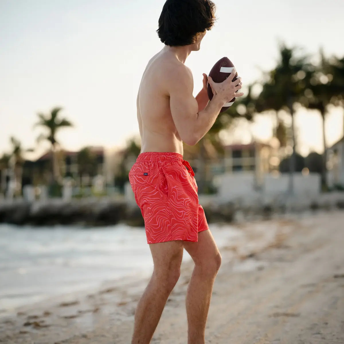 Men’s Premium Compression-Lined Hybrid Shorts – Sand Waves Heat and Bloom