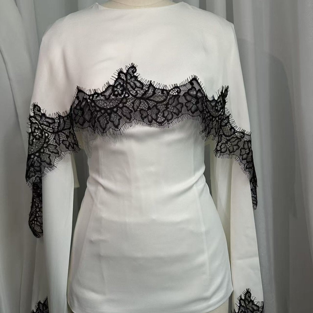 Satin Lace Trim Top(MS433)