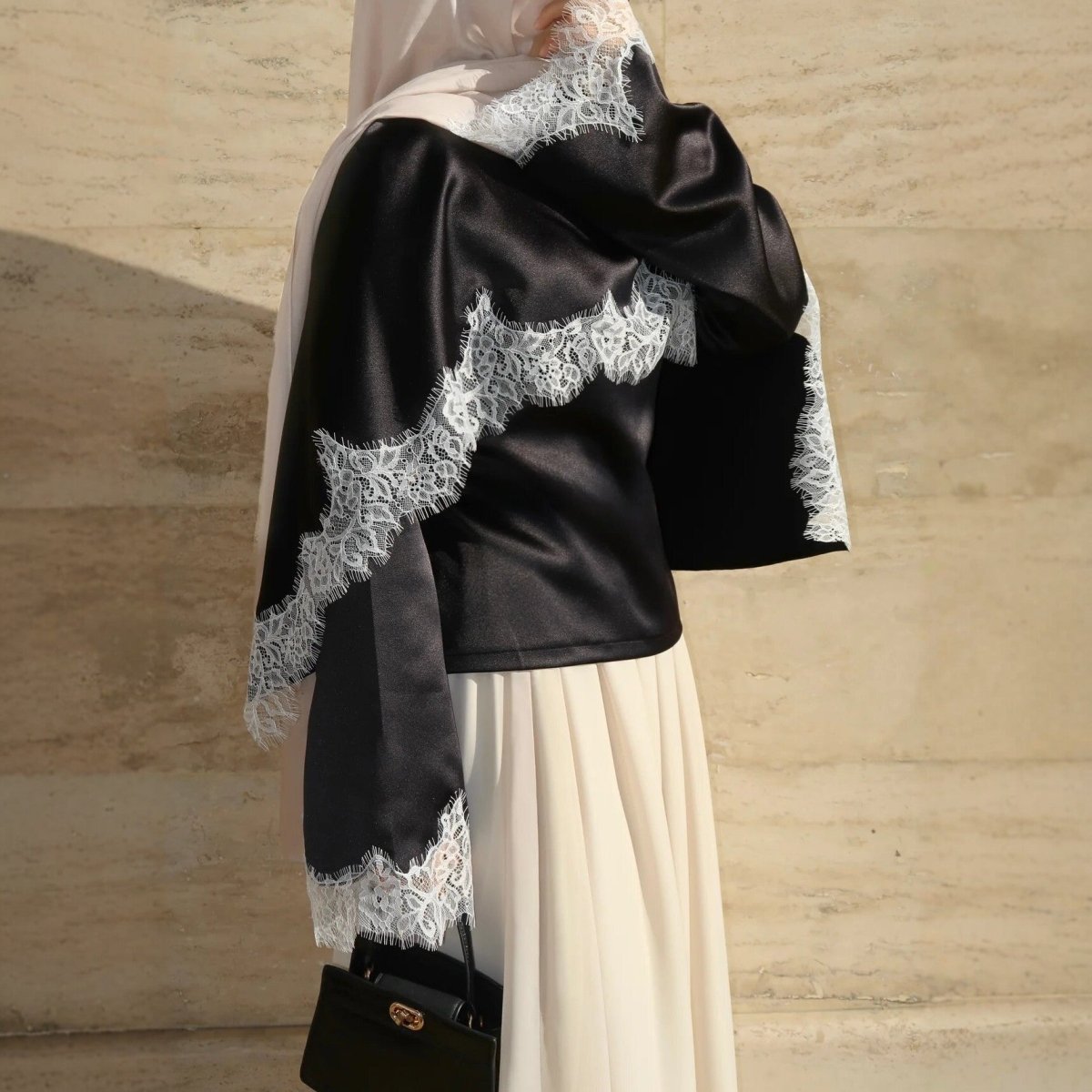 Satin Lace Trim Top(MS433)