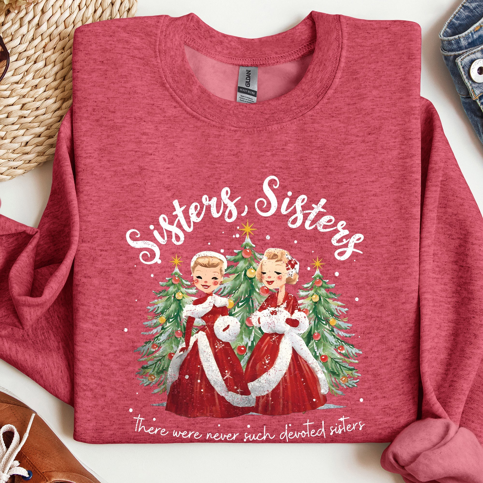 Sisters White Christmas Movie Inspired Classic Musical Cozy Cotton Blend Sweatshirt