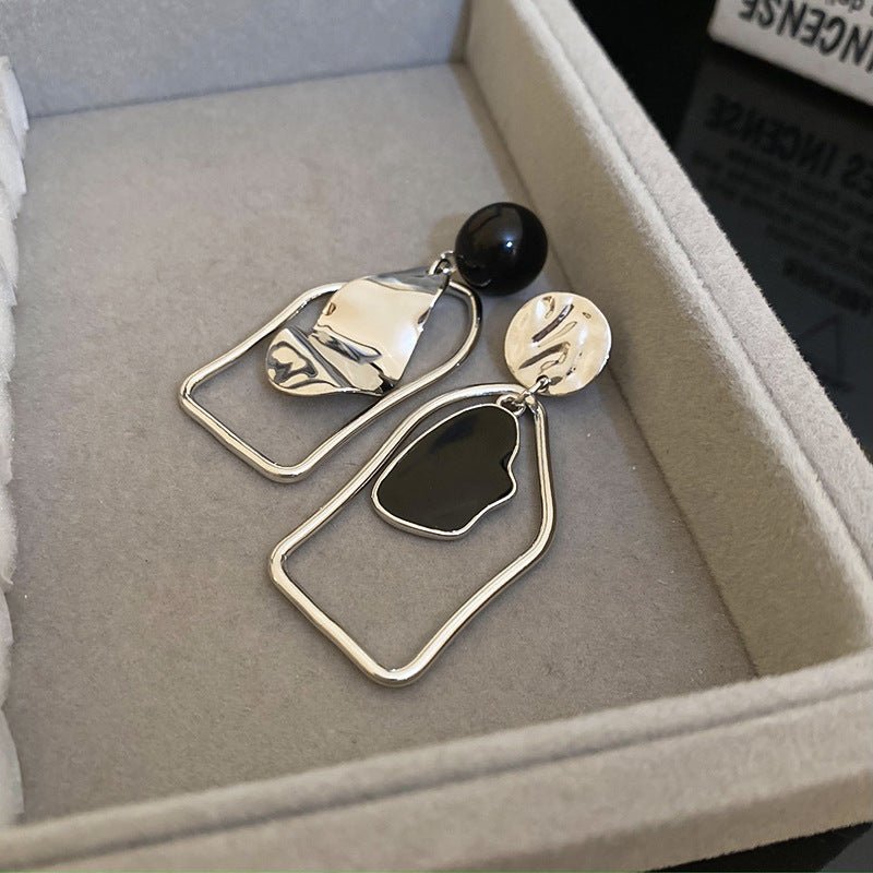 Sculptural Asymmetric Drop Earrings with Abstract Lines (MAC321)