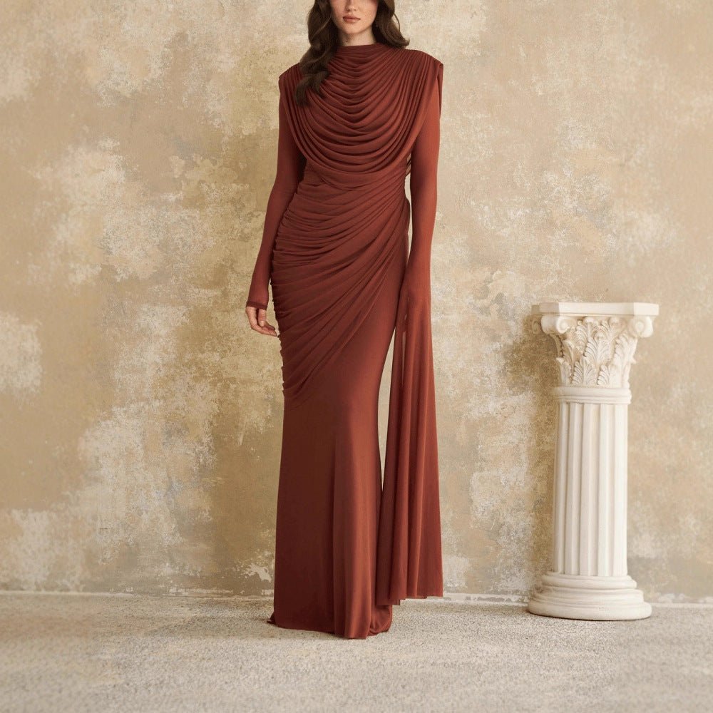 Sculptural Pleated Formal Dress(MS325)
