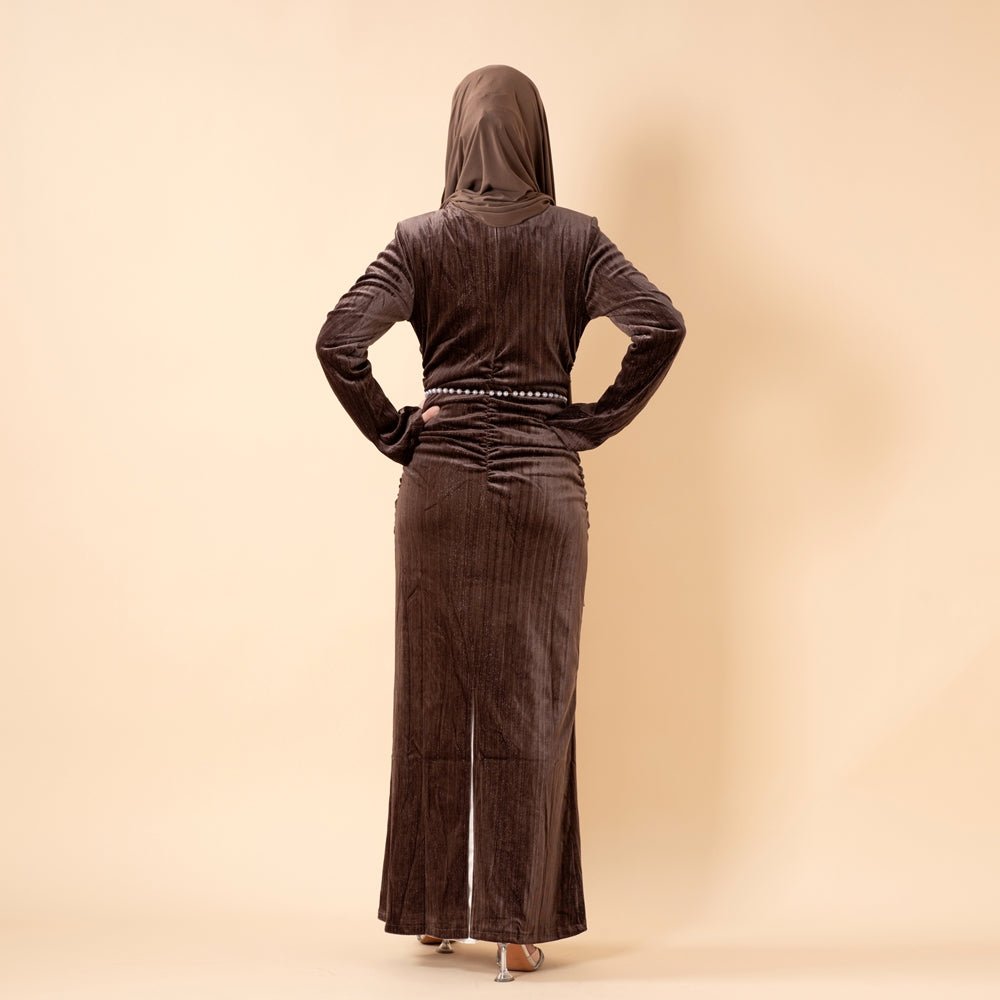 Shimmer Velvet Ruched Mermaid Gown(MA358)