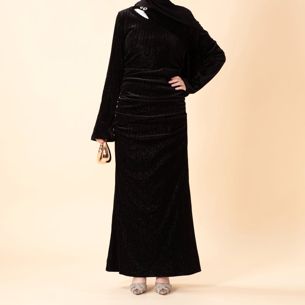 Shimmer Velvet Ruched Mermaid Gown(MA358)