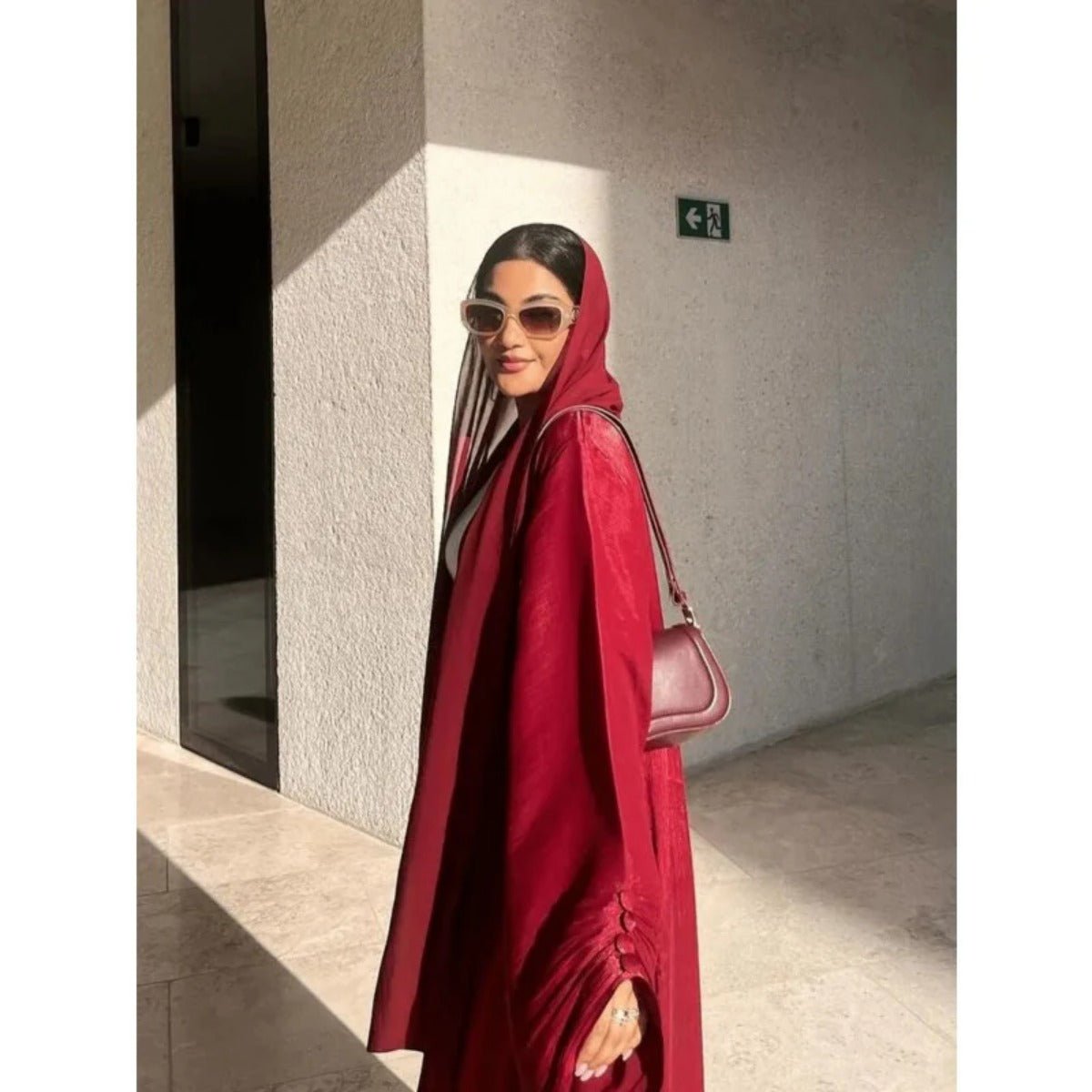 Shiny Satin Open Abaya | Shiny Abaya With Flying Sleeves (MOA141)