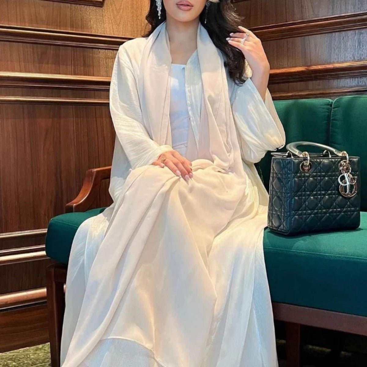 Shiny Satin Open Abaya | Shiny Abaya With Flying Sleeves (MOA141)