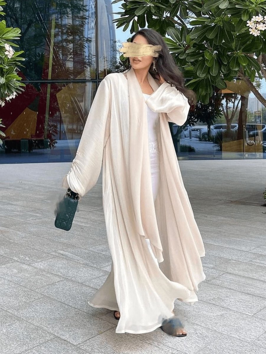 Shiny Satin Open Abaya | Shiny Abaya With Flying Sleeves (MOA141)