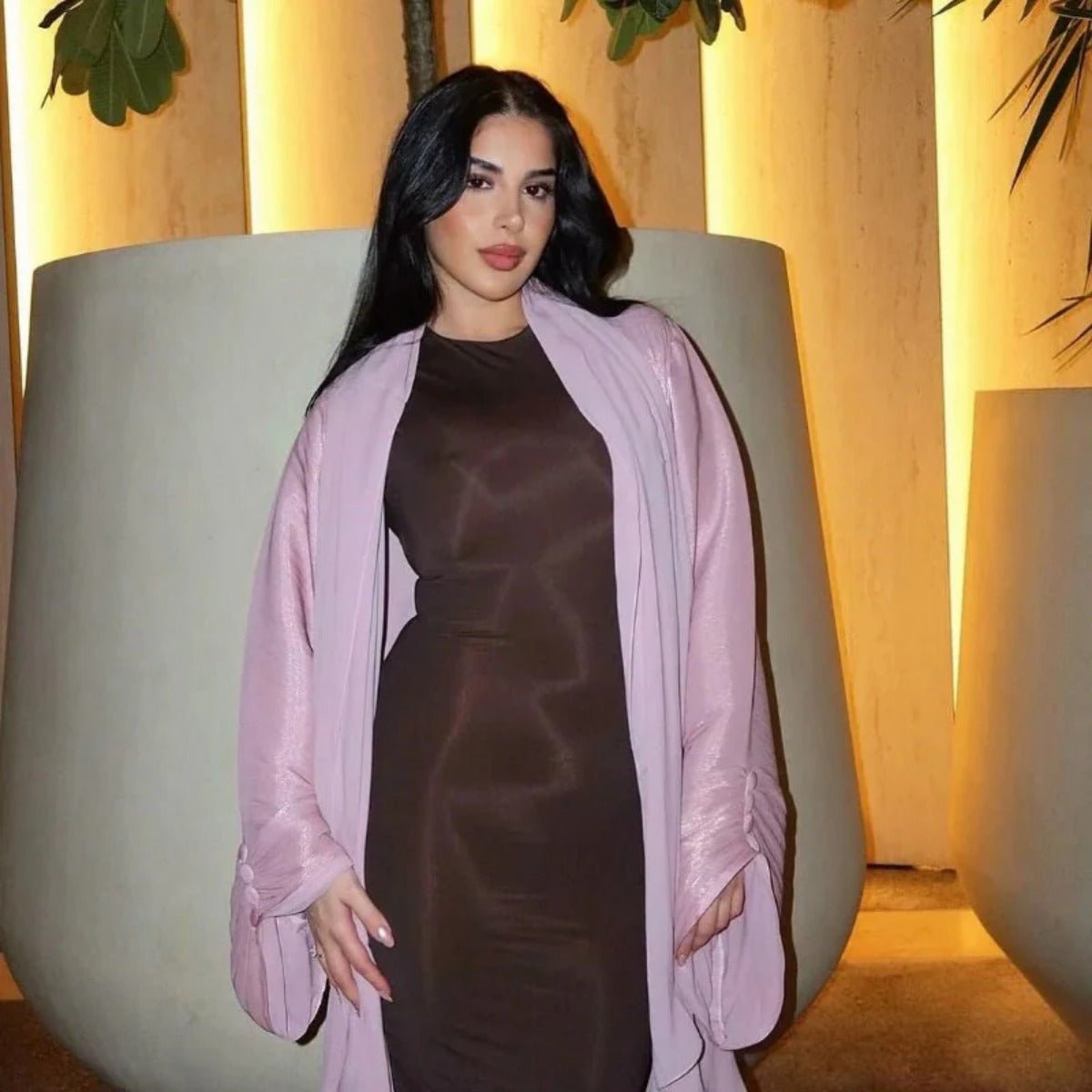 Shiny Satin Open Abaya | Shiny Abaya With Flying Sleeves (MOA141)
