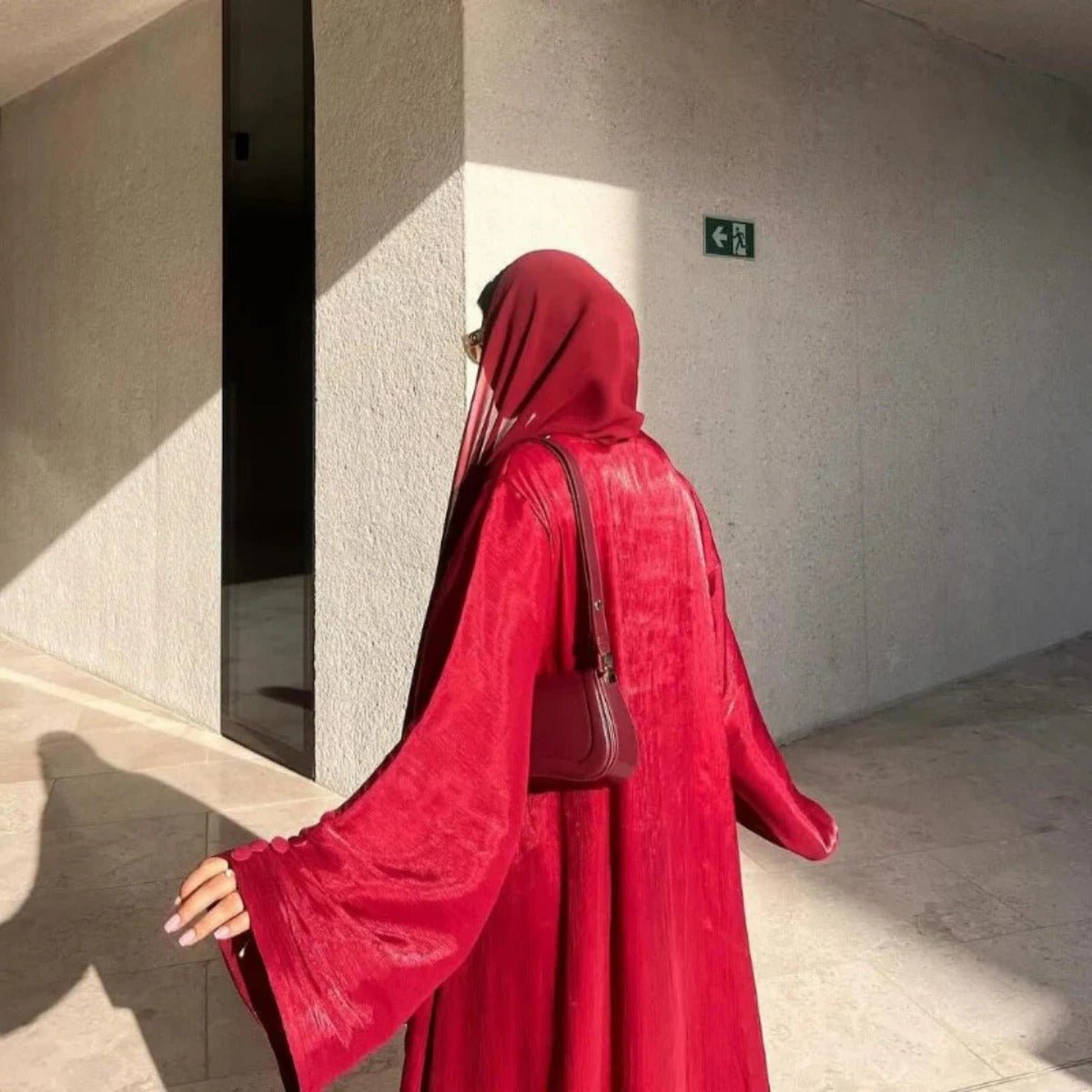 Shiny Satin Open Abaya | Shiny Abaya With Flying Sleeves (MOA141)