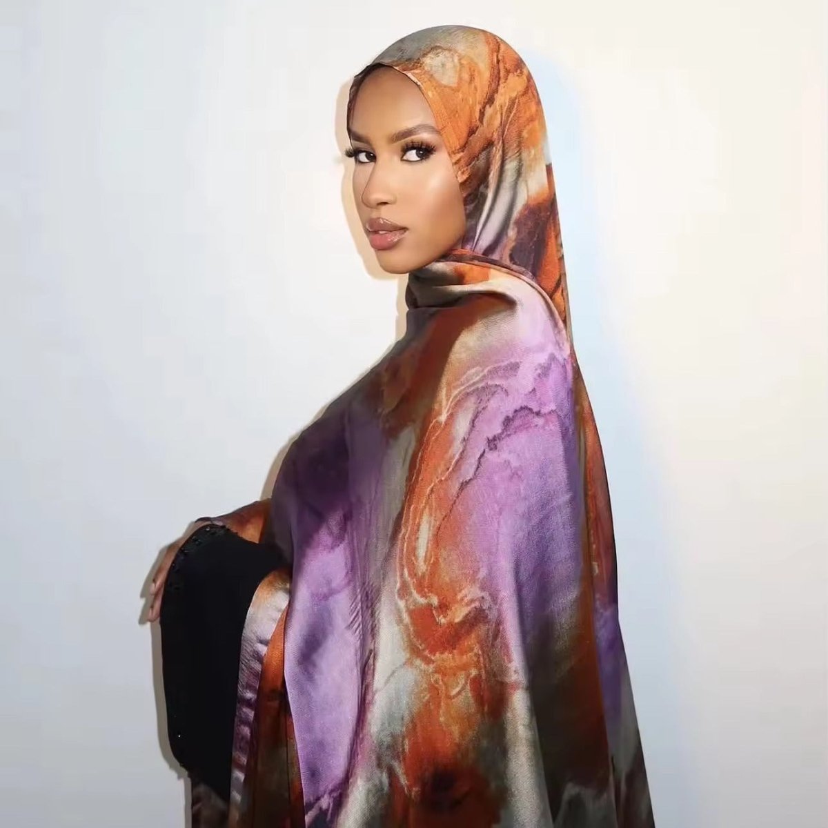 Silk Marble Print Hijab Scarf(MH209)