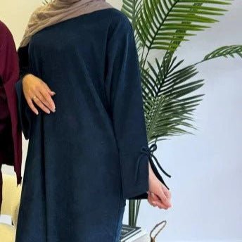 Mini Bow Sleeve Abaya | Simple Lace-Up Modest Abaya for Everyday Wear (MA130)