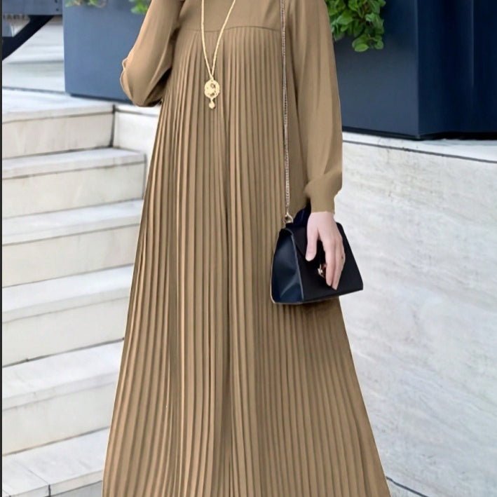Simple Solid Color Pleated Abaya (MA094)
