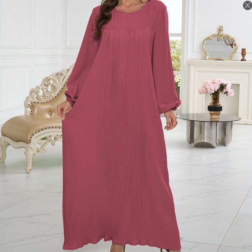Simple Solid Color Pleated Abaya (MA094)