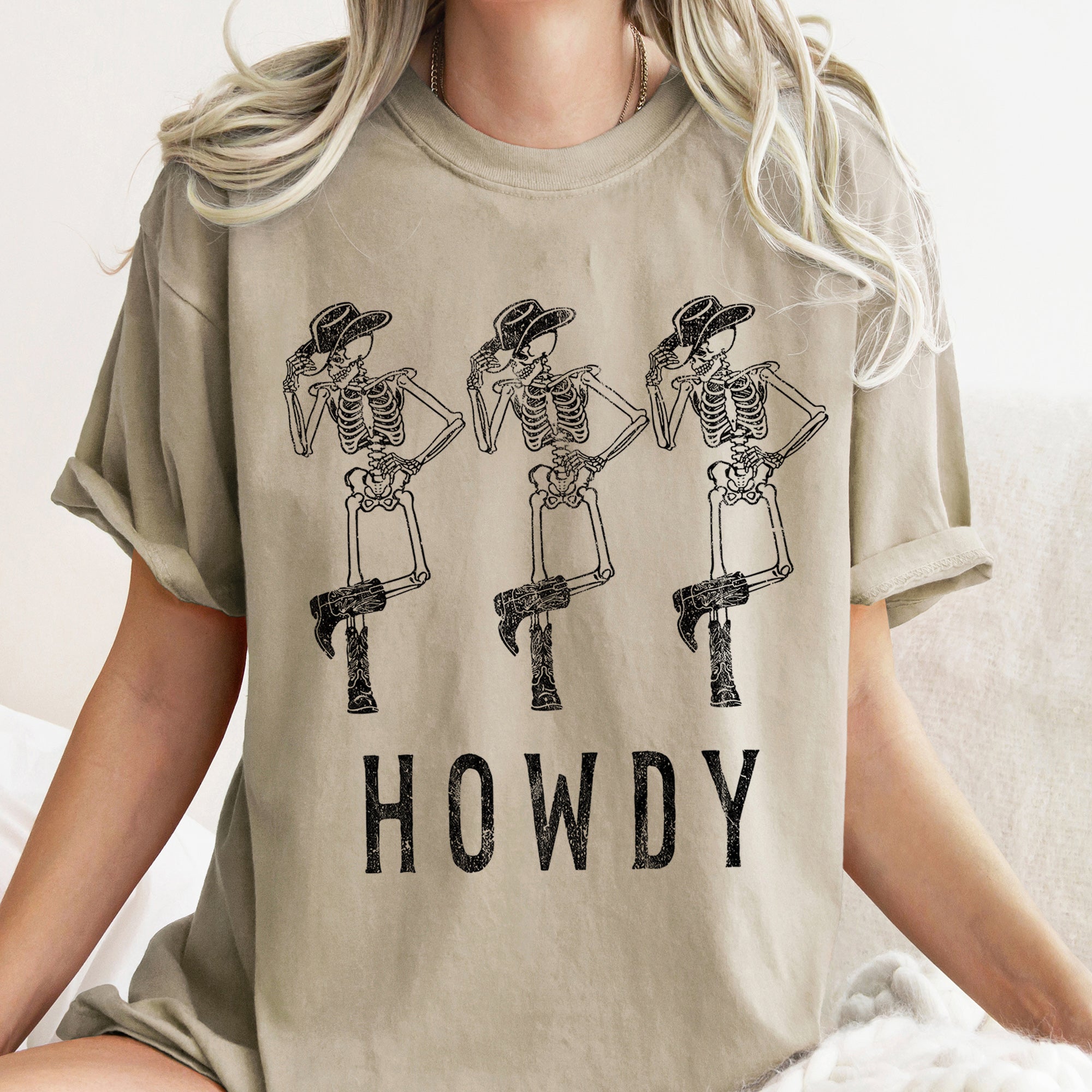 Howdy Skeletons Retro Western Halloween Forever Midnight Edition Comfort Colors Tee
