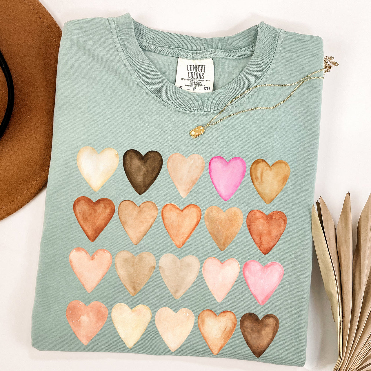 Skin Tone Hearts, Multicultural Love Theme For Valentine's Day Comfort Colors Tee