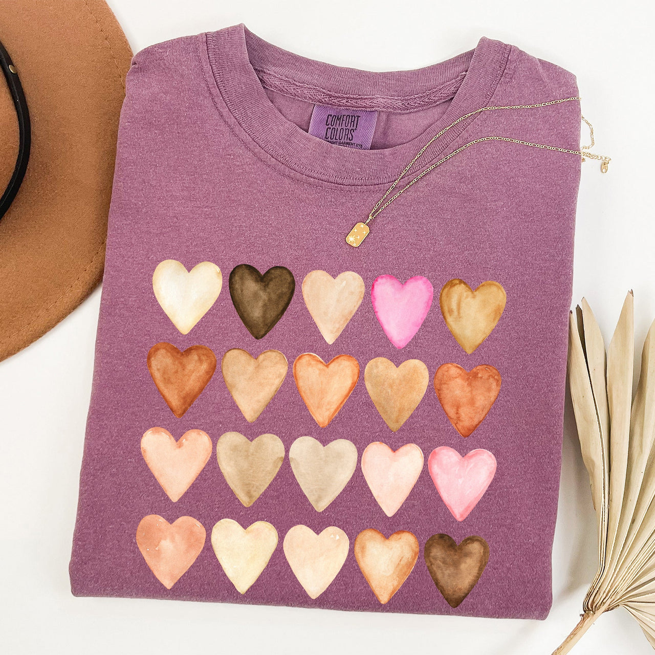Skin Tone Hearts, Multicultural Love Theme For Valentine's Day Comfort Colors Tee