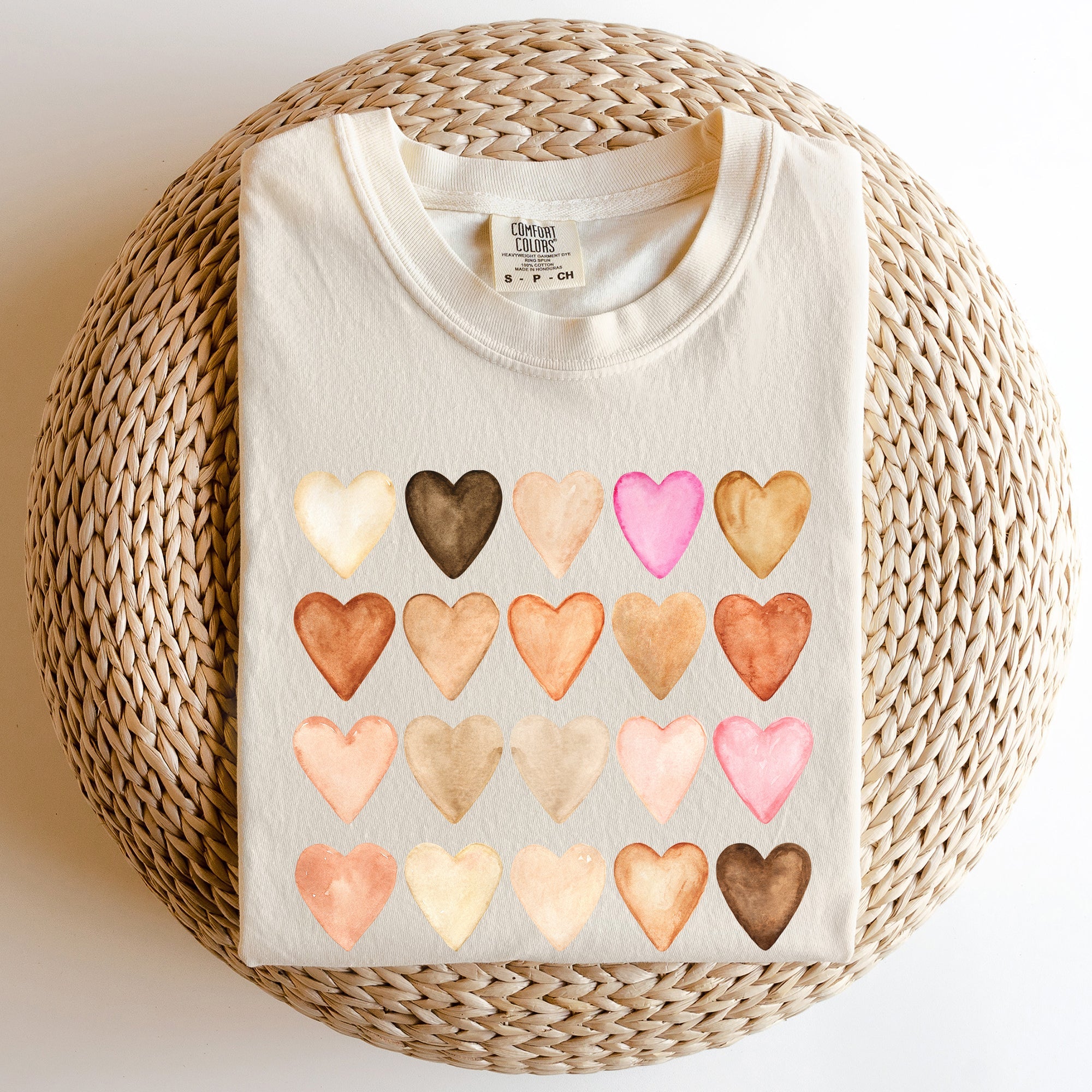 Skin Tone Hearts, Multicultural Love Theme For Valentine's Day Comfort Colors Tee