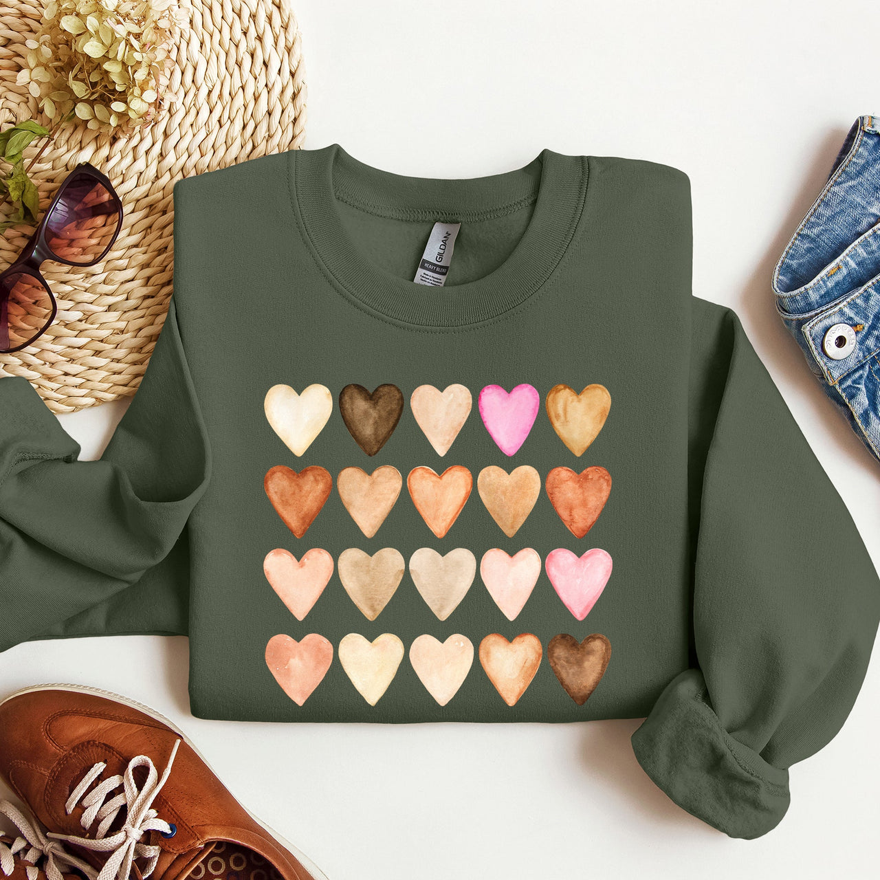 Skin Tone Hearts Multicultural Valentines Day Inclusive Love For Every Skin Tone Sweatshirt