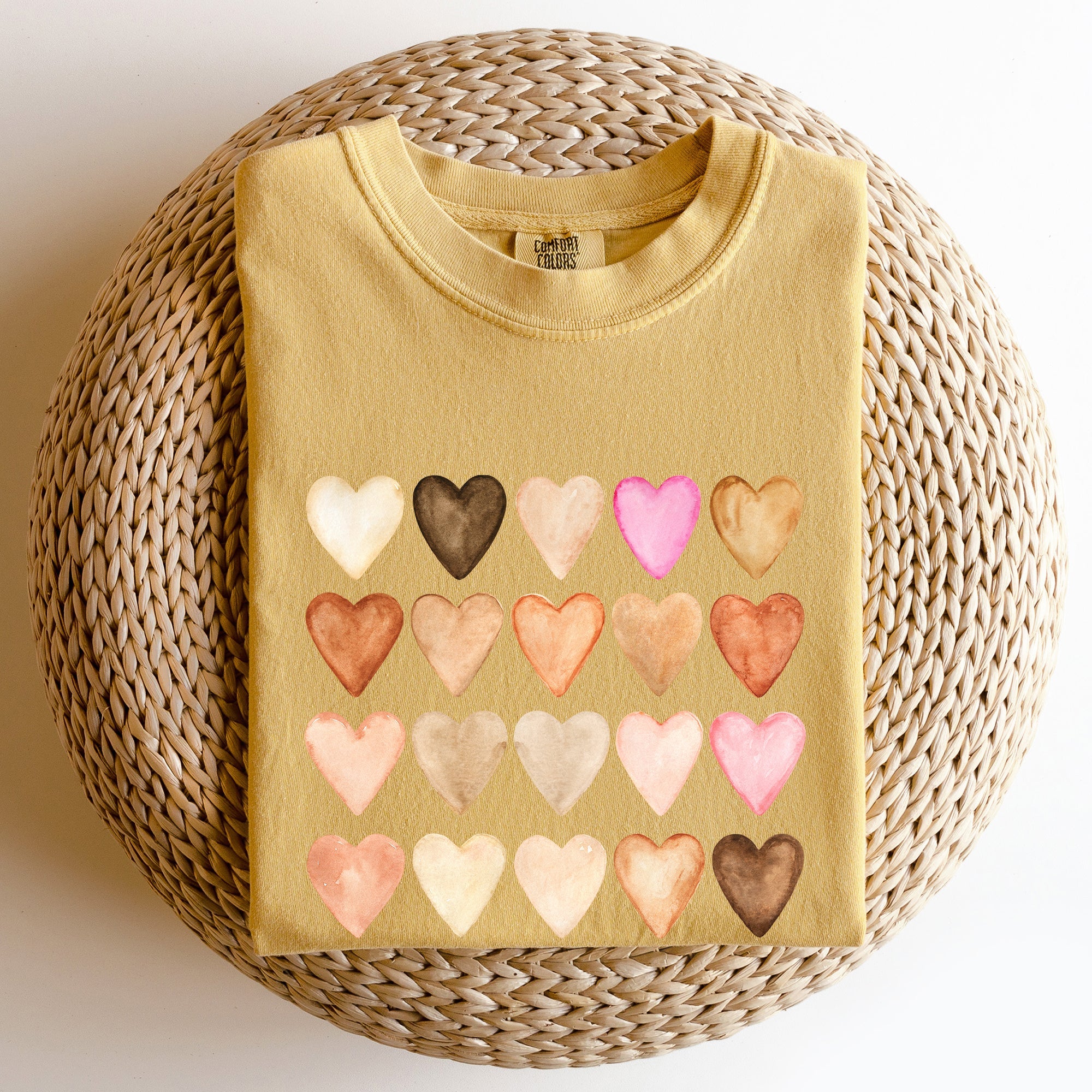 Skin Tone Hearts, Multicultural Love Theme For Valentine's Day Comfort Colors Tee