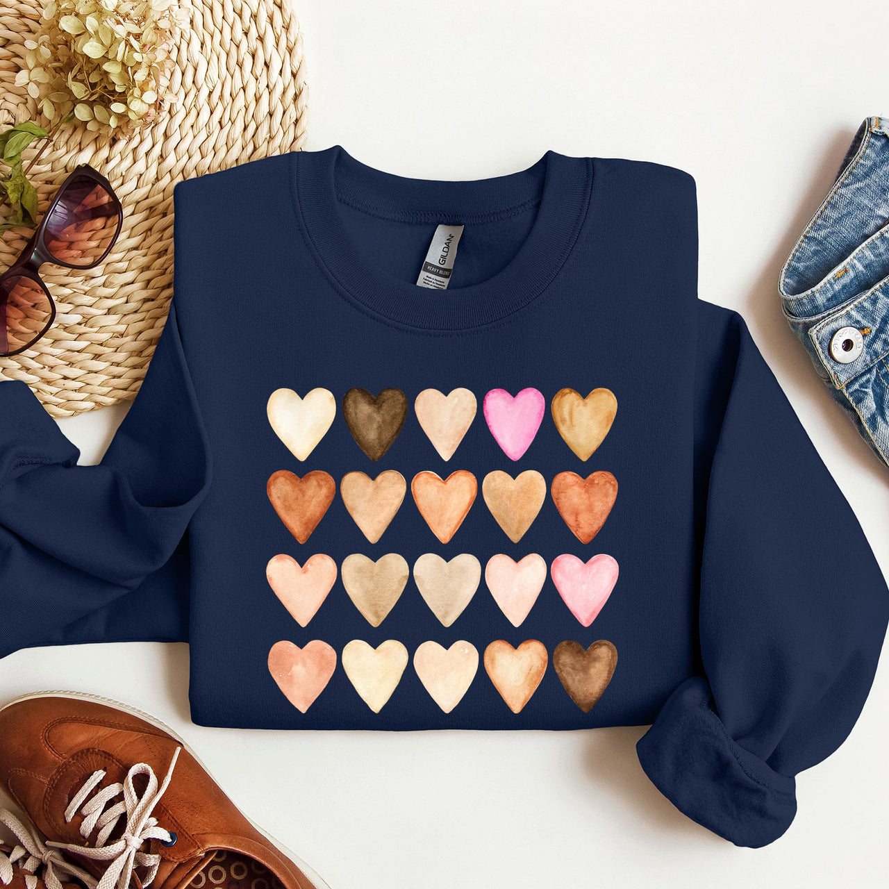 Skin Tone Hearts Multicultural Valentines Day Inclusive Love For Every Skin Tone Sweatshirt