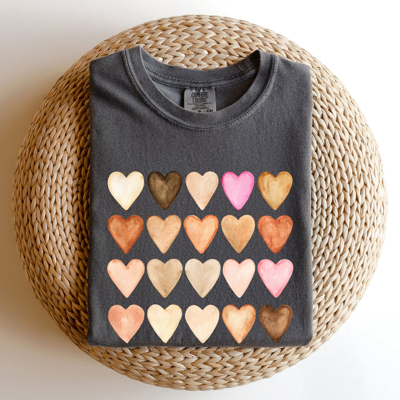 Skin Tone Hearts, Multicultural Love Theme For Valentine's Day Comfort Colors Tee