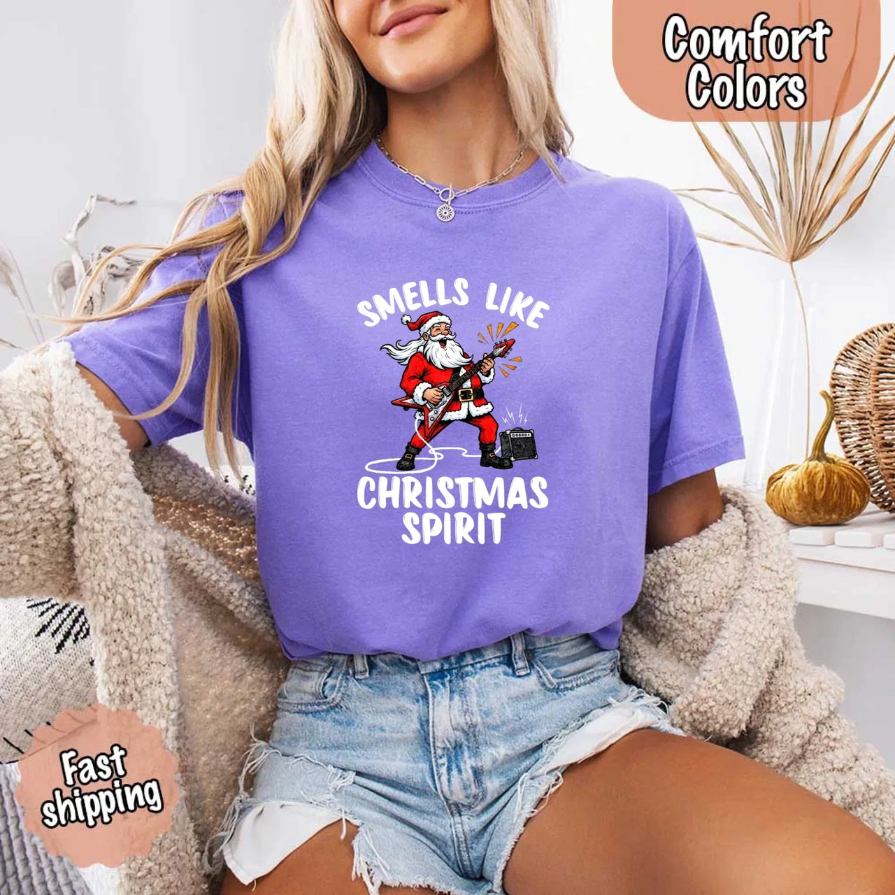 Smells Like Christmas Spirit Funny Santa Comfort Colors T-shirt