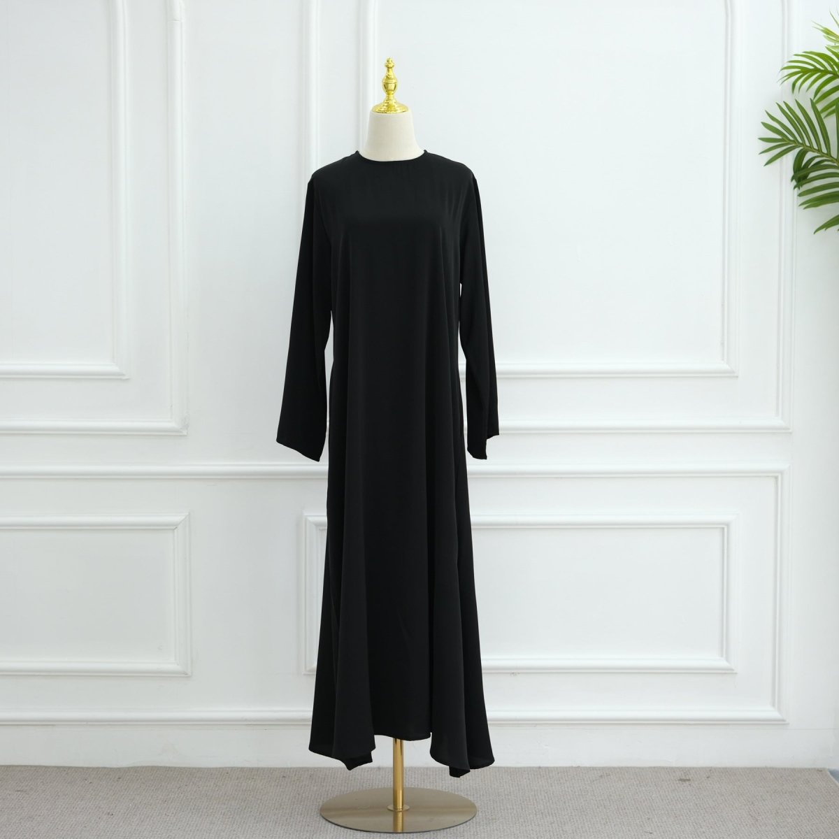 Solid Color Nida Abaya with Belt | A-Line Maxi Dress Abaya (MA359)