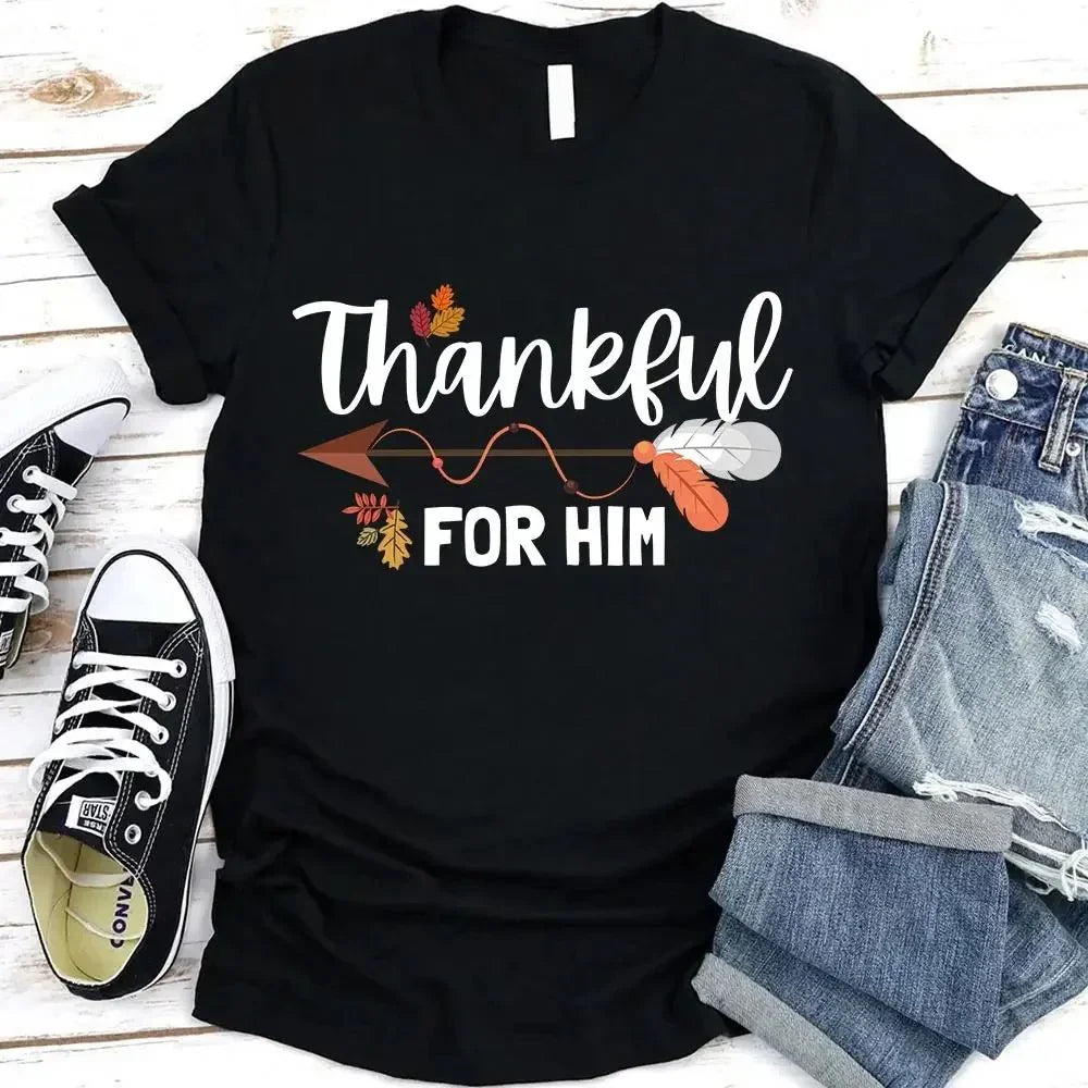 Thankful For Her/Him Valentines Couple T-Shirt – Cute Matching Holiday Tees