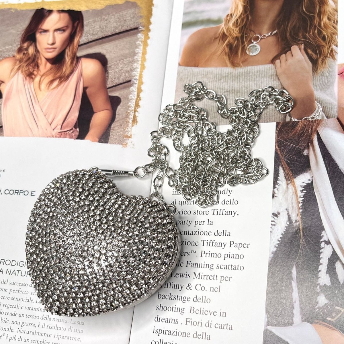 Sparkling Heart-Shaped Crossbody Bag Everyday Glam Diamond-Studded Mini Purse (MAC279)