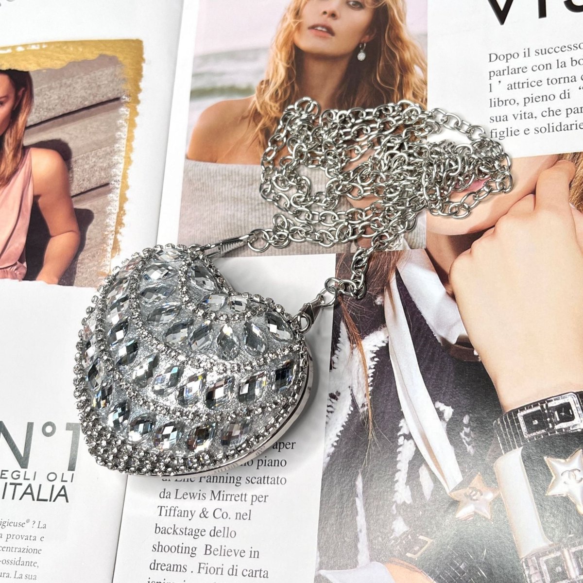 Sparkling Heart-Shaped Crossbody Bag Everyday Glam Diamond-Studded Mini Purse (MAC279)