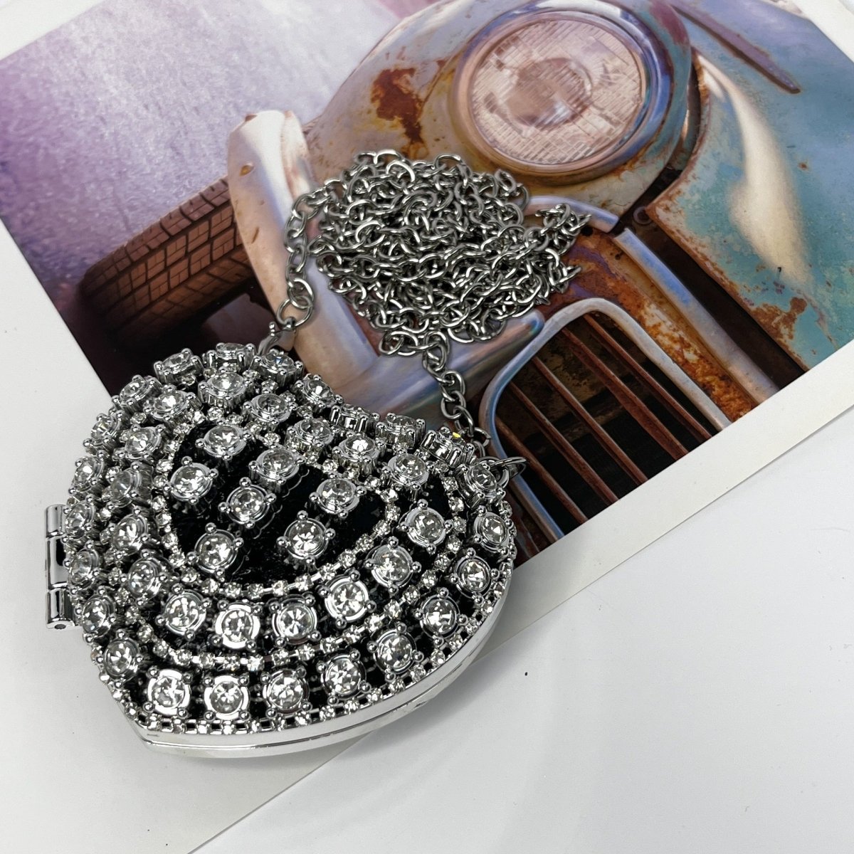 Sparkling Heart-Shaped Crossbody Bag Everyday Glam Diamond-Studded Mini Purse (MAC279)