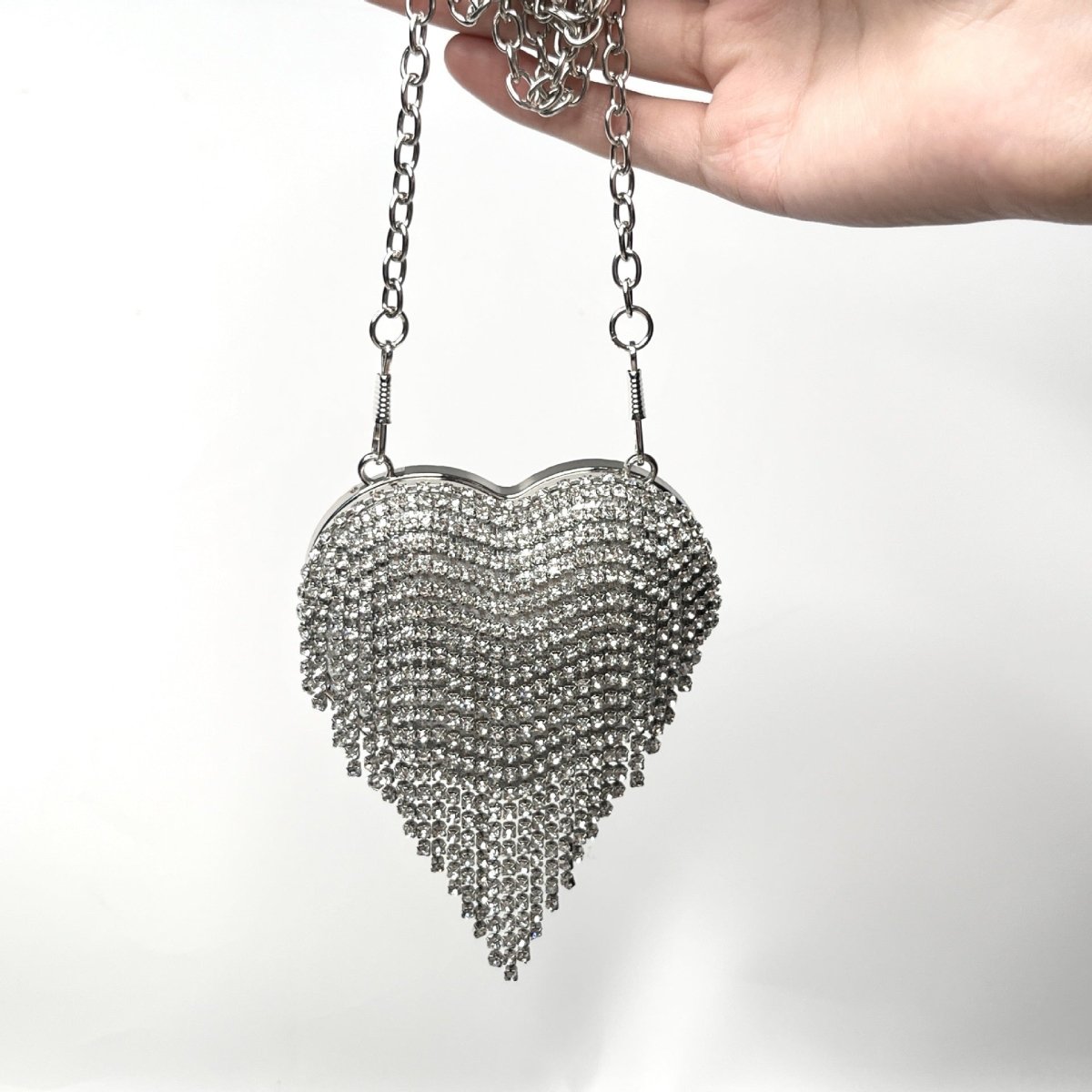 Sparkling Heart-Shaped Crossbody Bag Everyday Glam Diamond-Studded Mini Purse (MAC279)