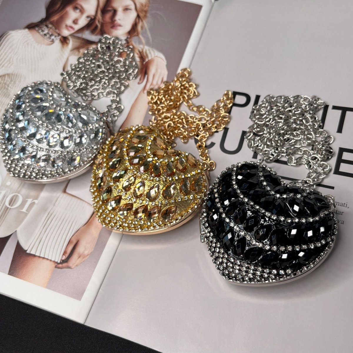 Sparkling Heart-Shaped Crossbody Bag Everyday Glam Diamond-Studded Mini Purse (MAC279)