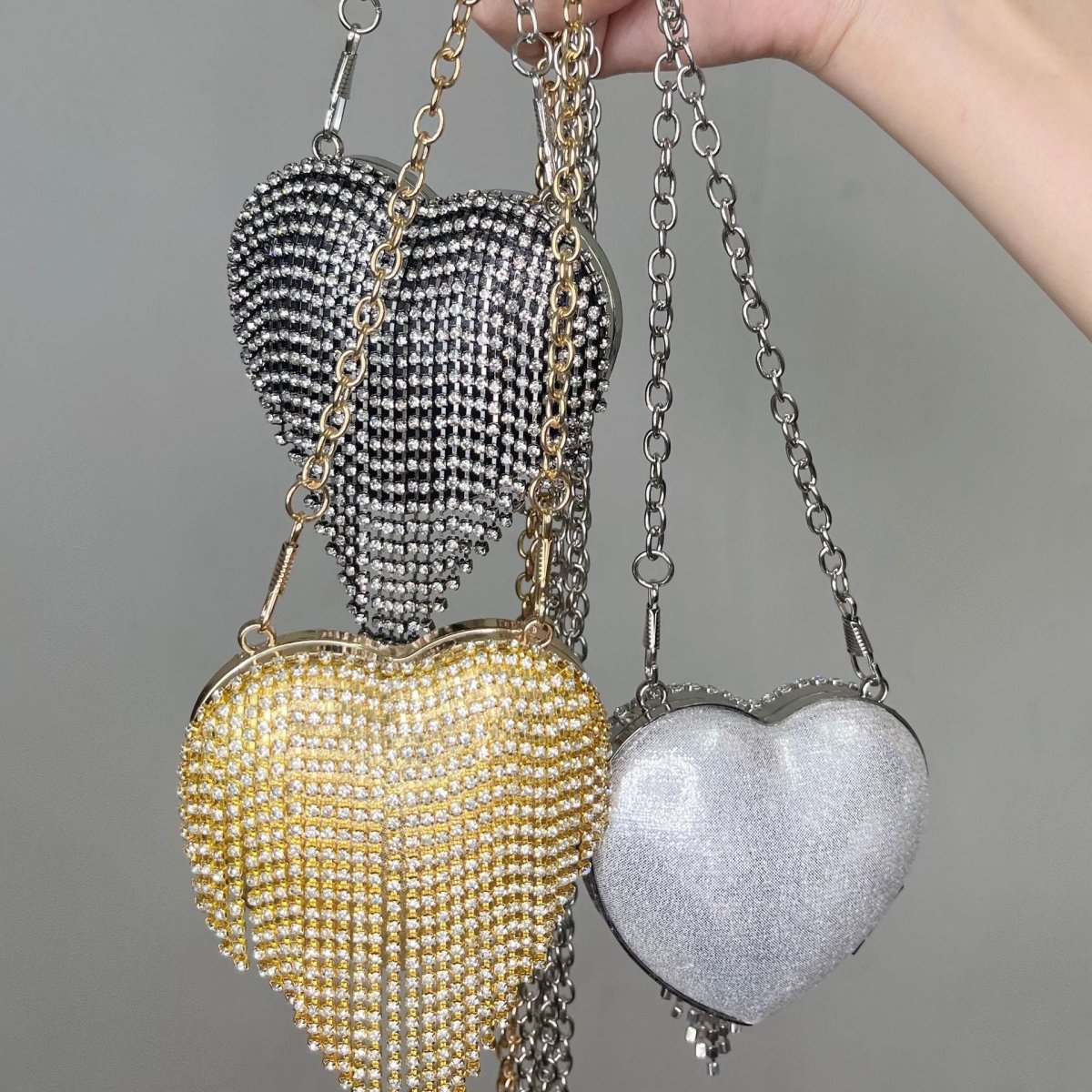 Sparkling Heart-Shaped Crossbody Bag Everyday Glam Diamond-Studded Mini Purse (MAC279)