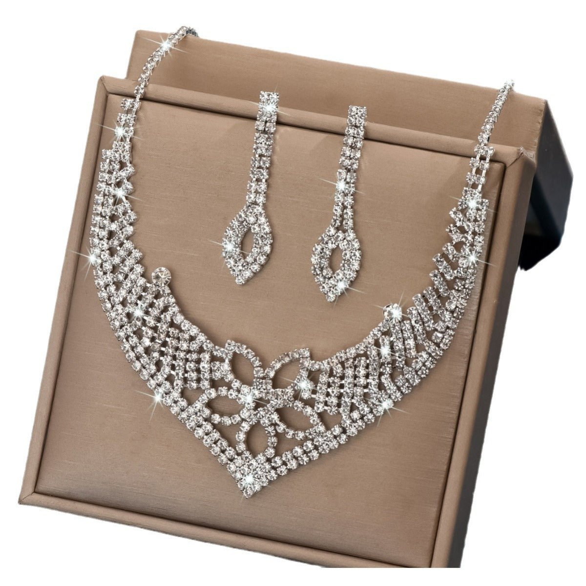 Sparkling Rhinestone Trio Earrings Necklace Bracelet Collection (MAC315)