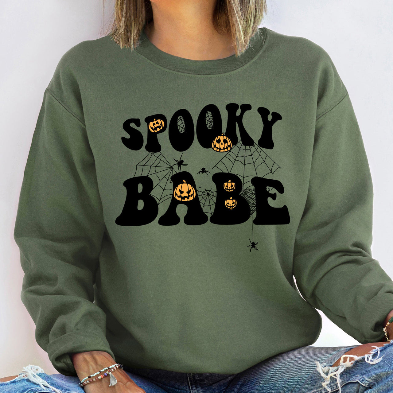 Spooky Babe Vintage Halloween Sweatshirt
