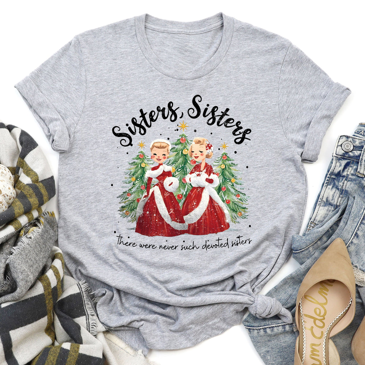 Sisters White Christmas Movie Musical Vintage Theatrical Tribute Inspired By Classic Film Poster Graphic Tee